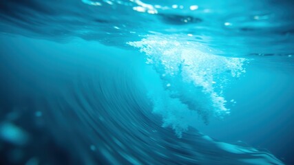 Ocean Wave Bubbles Underwater Scene Abstract Blue Water Texture