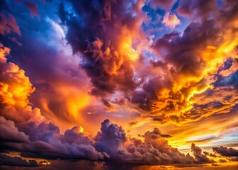 Obraz premium Dramatic Textured Clouds Time-Lapse Sunset - Night Photography Stock Image