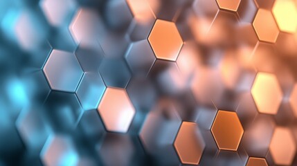 Abstract Hexagon Pattern in Blue and Orange Hues