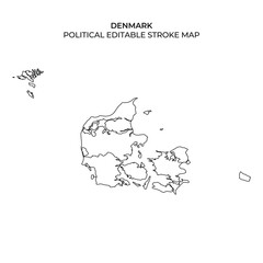 Outline of Denmark with political boundaries for cartography purposes