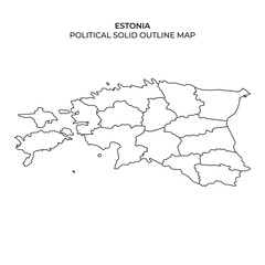 Outline map of Estonia showing political divisions and regions