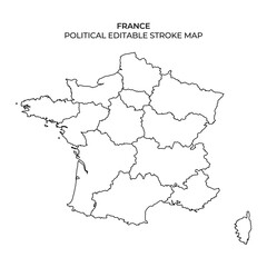 Blank political map of France for educational and planning use