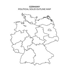 Political solid outline map of Germany for educational use