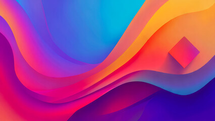 Vibrant abstract design with flowing waves and geometric shapes in bright colors showcasing creativity and modern aesthetics