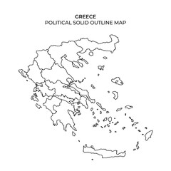 Political outline map of Greece featuring major regions and islands