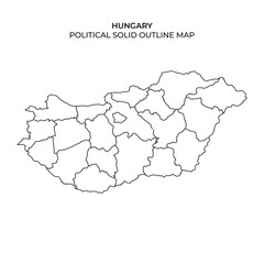 Political outline map of Hungary showing different regions and borders