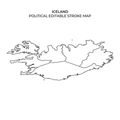 Outline of Iceland map for educational and design purposes