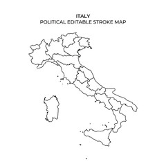 Editable political map of Italy showcasing regions and boundaries