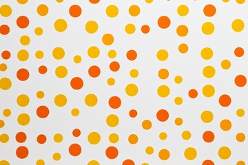 there are many orange and yellow dots on a white background