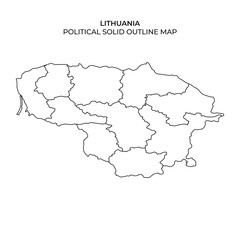 Solid outline map of Lithuania highlighting political divisions