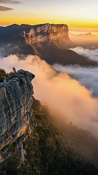 Kanangra walls sunrise sequence with clouds and cliffs