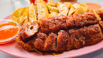Asian Chinese Dishes: Pork Loh Bak and Steamed Chicken 