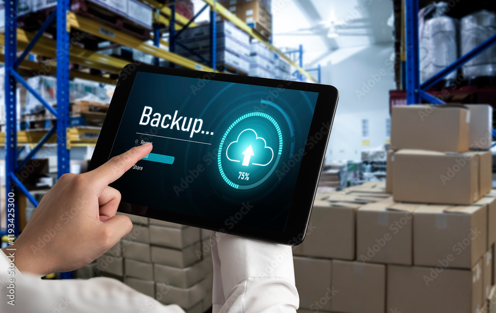 Poster backup storage data internet technology business concept. database storage cloud technology file dat