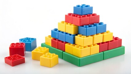 Colorful Pyramid of Plastic Blocks Composition, Image, Concept, Toy, Building Blocks Toy Blocks, Pyramid Structure