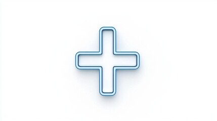 Obraz premium Minimalist Blue Plus Sign on a Clean White Background