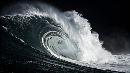 Dark Ocean Wave Barrel Composition, High Contrast Image, Nature's Power, Ocean Photography Ocean,Waves