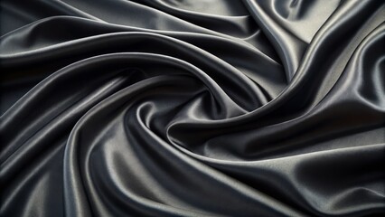 Fototapeta premium Dark Gray Silk Drape Abstract Swirling Composition, Close-up Texture, Luxury Concept Silk, Fabric Texture