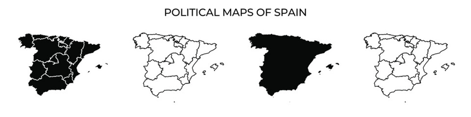 Political maps of Spain showcasing regional divisions and boundaries