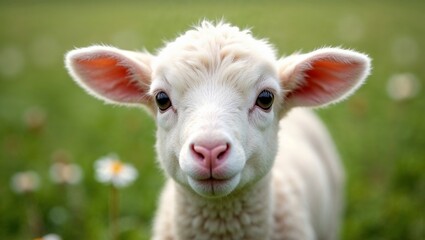 Obraz premium a close-up shot of a lamb's serene face,