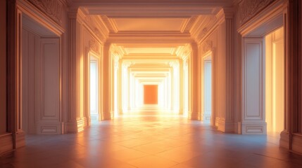 Fototapeta premium Sunlit Palace Corridor: A Grand Architectural Masterpiece