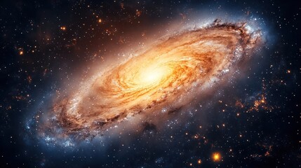Fototapeta premium Stunning Vibrant Spiral Galaxy in the Cosmic Universe with Shining Stars and Nebula Clouds Breathtaking Astronomical Space Scene with Glowing Celestial Bodies and Cosmic Phenomena