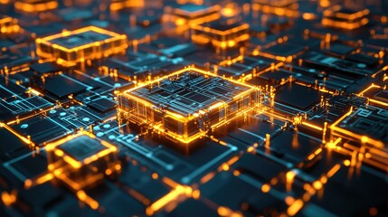 A digital visualization of quantum blockchain, featuring quantum-powered cryptography protecting decentralized applications and financial networks