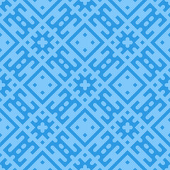 Blue geometric ornament flat illustration. squares ornament.