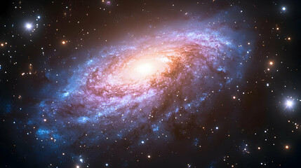 Fototapeta premium Majestic Spiral Galaxy in Deep Space: A Cosmic Tapestry of Stars and Nebulae