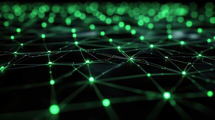 Abstract Network Visualization Green Nodes and Connections Digital Technology Data Network  Interconnection Communication