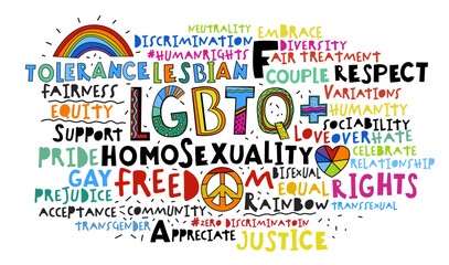 Obraz premium Vibrant LGBTQ word cloud with colorful typography