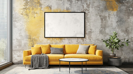 Modern Home Interior with Poster Mockup Ready for Design