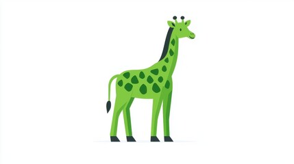 Obraz premium Whimsical Green Giraffe Standing Tall in a Minimalist Style