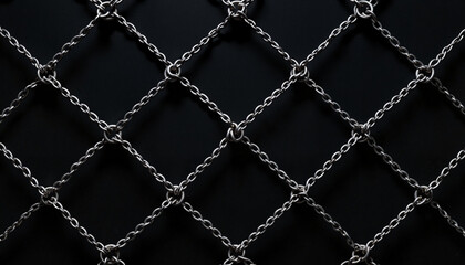 Fototapeta premium Copy space Steel chain-link fence on dark background