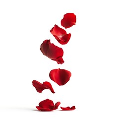 Falling Rose Petal Isolated on White Background with Full Depth of Field