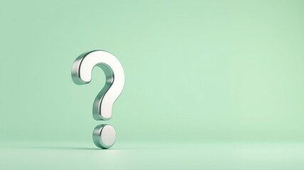 Naklejka premium Metallic Question Mark on Pale Green Background A Simple, Clean Image for Inquiry and Question Concepts