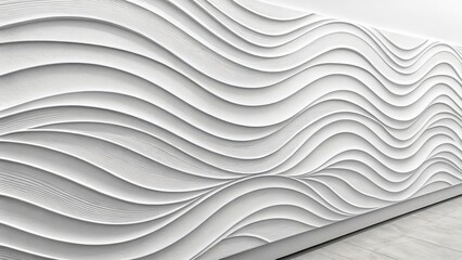Obraz premium White Wave Wall Panel Abstract 3D Texture Design, Monochrome, Architectural Detail wall art, interior design