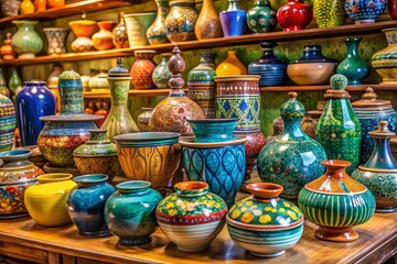 Elegant Museum Pottery Collection:  Handcrafted Ceramic Vessels on Display