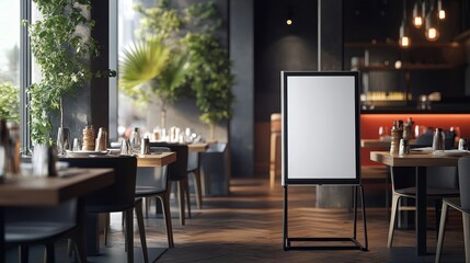 Fototapeta premium Display restaurant info with this stylish floor-standing menu poster holder featuring a snap frame design for easy updates.