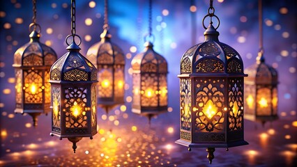 Obraz premium Ramadan is filled with ornate Moroccan lanterns