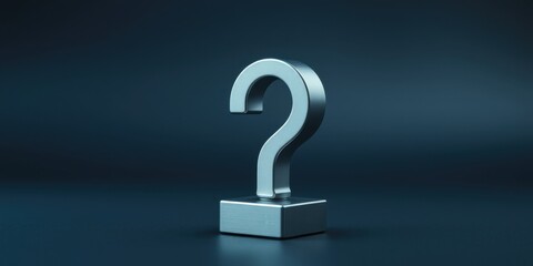 Metallic Question Mark on a Dark Background, Symbol of Inquiry and Uncertainty