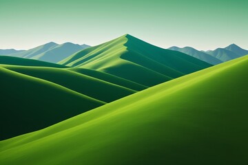 Fototapeta premium arafed view of a green mountain range with a few hills