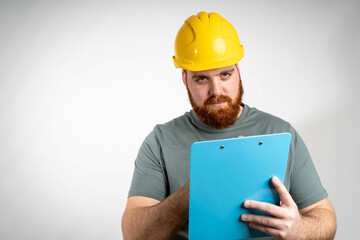 Construction: Home Inspector Checking House. Construction Worker Planning Constractor Developer Concept.