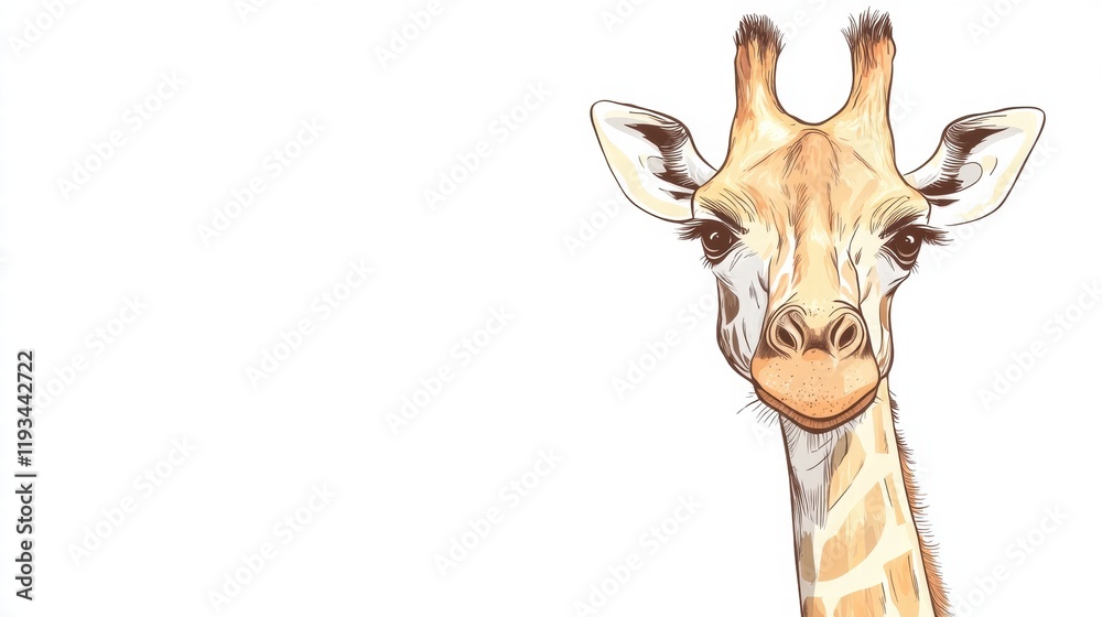 Leinwandbilder giraffe illustrated with soft features and a gentle expression against a plain background. generativ