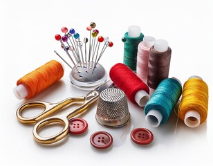 sewing accessories on white