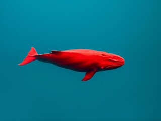 A red whale underwater, surreal photo