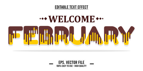 Welcome february, typography word art illustration, poster, editable text effect, file EPS