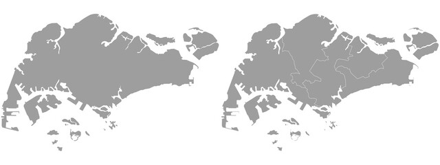Singapore map sets in grey color