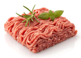 raw minced meat isolated on white background cutout