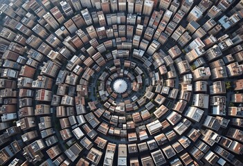 Fototapeta premium Aerial view of a circular city design
