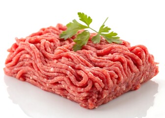 raw minced meat isolated on white background cutout